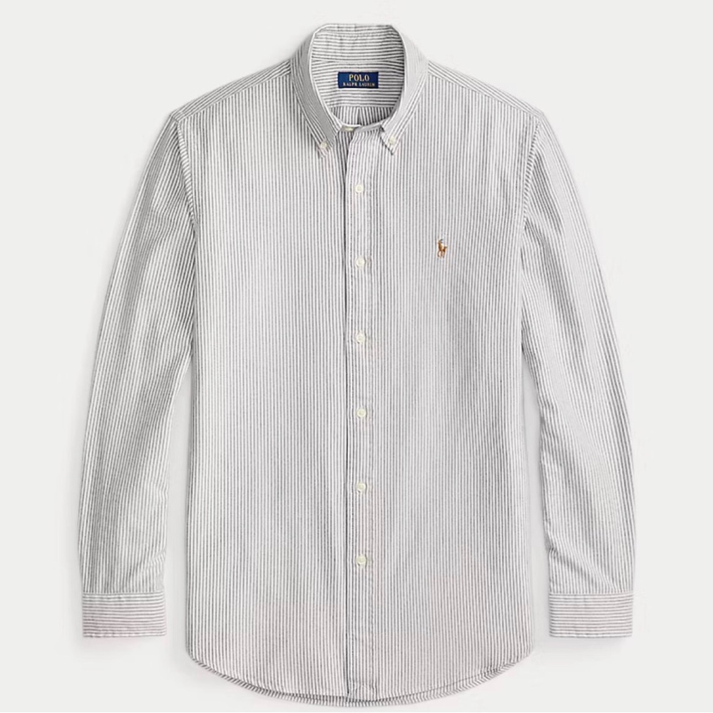Polo by Ralph Lauren White and Navy Thin-Striped Button-Down Shirt